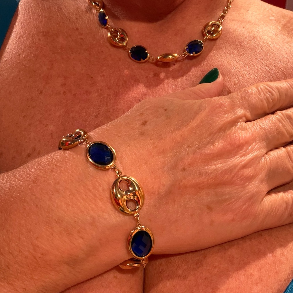 Elegant Gold and Blue Jewelry Set
